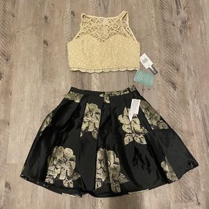 TWO PIECE GOLD AND BLACK DRESS (NEW)